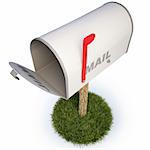 mailbox with a raised flag. with clipping path.