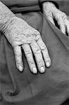 Old woman hands with wrinkled skin