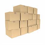 Piles of cardboard boxes  - isolated on white background