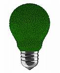 abstract 3d illustration of light bulb with green grass