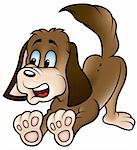Brown Dog - colored cartoon illustration, vector