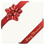 Christmas red bow and ribbons. Vector image.