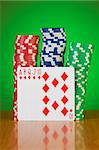 Stack of casino chips against gradient background