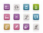 communication, computer and mobile phone icons - vector icon set