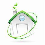 illustration of green home on white background