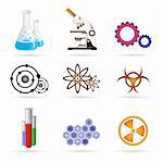 illustration of lab icons on white background