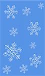Falling snowflakes on a blue background