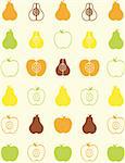 seamless pattern of fruit - apple and pear