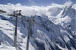 Ropeway at ski resort. Caucasus Mountains. Dombay