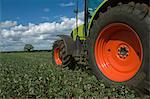 Tractor driving through crops