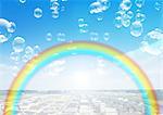 Soap bubbles and rainbow