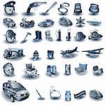 Huge collection of vector illustrated job images in blue color.