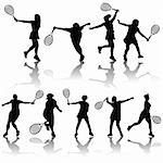 vector set of tennis players