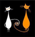 Couple cats together, silhouette for your design