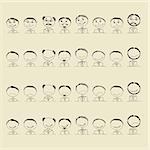 Collection of smile icons, faces of men