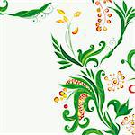 Border made of flourishes and floral patterns on a light green background.