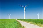 wind turbines and empty country road