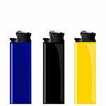 Realistic illustration three colored lighter - vector