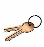 Realistic illustration the golden keys isolated of white background - vector