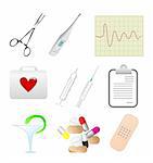 Collection of medical themed icons. Vector