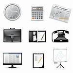 Business and office icons isolated on white