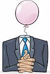 cartoon illustration of politician with pink balloon instead of head