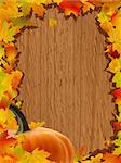 Autumn background with Pumpkin on wooden board. EPS 8 vector file included