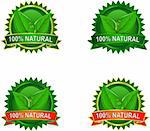 Set of Natural Eco product labels with leaves