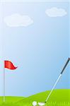 illustration of golf stick and golf ball in golf course