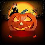 Halloween pumpkin with ribbon. EPS 8 vector file included