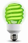 illustration of green cfl bulb on isolated background