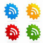 illustration of set of rss icons on white isolated background