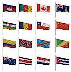 National flags with the letter C - Cambodia, Cameroon, Canada, Cayman Islands, Central African Republic, Chad, Chile, China, Colombia, Confederate, Congo (Democratic Rep), Cook Islands, Costa Rica, Croatia, Cuba