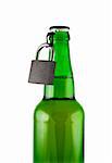 Beer, bottle, padlock isolated white, clipping path.