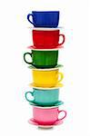 Beautiful color cups on a white background