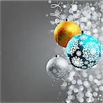 Winter background with Christmas decoration, balls for xmas design. EPS 8 vector file included