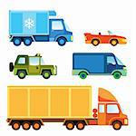 Set of various funny toy cars - vector illustration