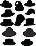 collection of hats - vector