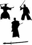 samurai silhouettes - vector