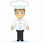 vector illustration of a cute boy chef. No gradient.