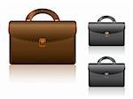 black and brown briefcase icon set isolated on white background