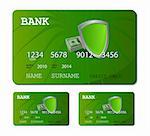 credit or debit green card isolated on white background