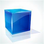 Vector blue cube on white background