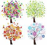 vector illustration of four different season trees