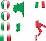 Italy flag buttons - vector