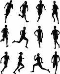 people running silhouettes - vector