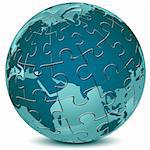 illustration of earth jigsaw puzzle on white background