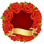 Vector red Rose Frame in the shape of round
