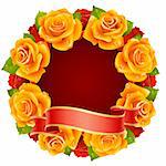 Vector orange Rose Frame in the shape of round