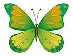 A beautiful green butterfly isolated.  Vector illustration. Vector art in Adobe illustrator EPS format, compressed in a zip file. The different graphics are all on separate layers so they can easily be moved or edited individually. The document can be scaled to any size without loss of quality.